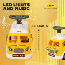 Load image into Gallery viewer, Happy Bus Ride On - Yellow | Toddler Ride-on | Lights & Music | Ride-on with easy storage | Grip wheels | Make in India | Indoor & Outdoor | For Kids 2+ years