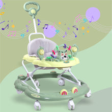 Load image into Gallery viewer, My Cat Baby Walker - Green | With Parental Handle | Musical Sound Tray | Light-weight & Portable | Comfortable Seat | Rotatable Wheel | Infant & Baby Activity Walker