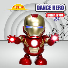 Load image into Gallery viewer, Ironman Dance Hero Bump 'N' Go | Lights & Sound | Musical Baby Toy | Baby Dance Toy | Active Play Toy | Battery Operated Toy | Educational Toy for Infants | Infant Sensory Play Toy | For New Born & Toddlers
