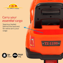 Load image into Gallery viewer, Raptor Ride on - Orange | Car for Kids | Toddlers Push Car with Backrest | Music & LED Light | Under Seat Storage | For kids 2+ Years