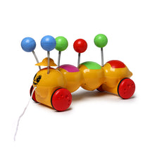Load image into Gallery viewer, Happy Caterpillar Pull Along | Interactive pull toy | Toy for walking babies Toddler | Movement toy | Early learning Pull toy | Toddler activity toy | For age 12+ Months
