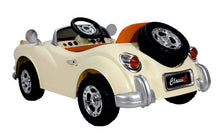 Load image into Gallery viewer, Classic Vintage Rechargeable Car - Beige | TZ-128 | Frequency 2.4 GHz | Lights &amp; Music | Ride-On Car | Seat Belt for Safety | Perfect Tyre Grip | Make in India | For Kids 3+ years
