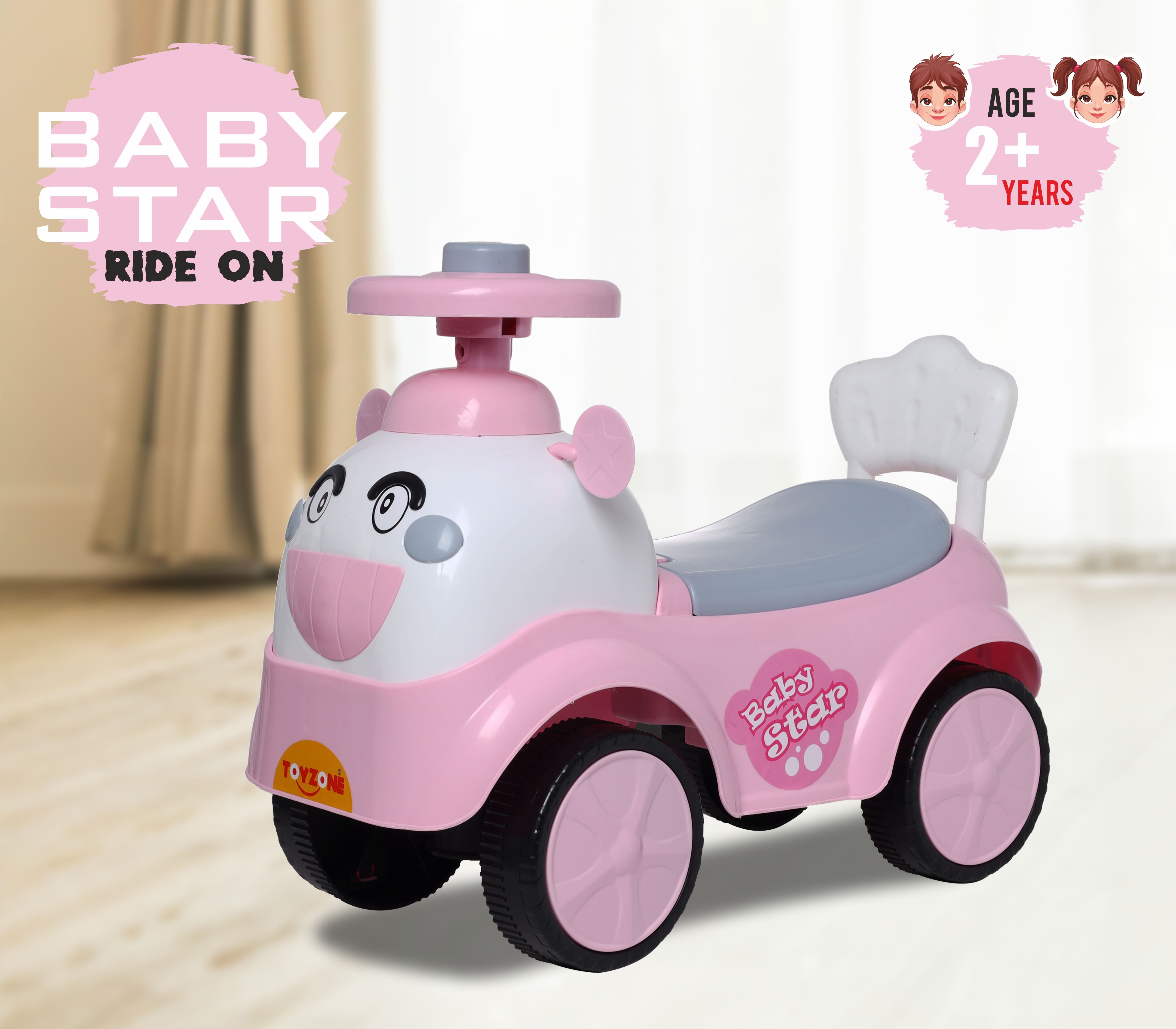 Baby Star - Pink | Push Ride-on | Push Car with Storage | Ride-On Car with Backrest | Ride On for Toddlers | For Kids 3+ years