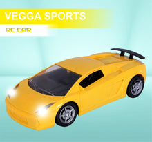 Load image into Gallery viewer, Vegga RC Car - Yellow | 27 MHz Fully Functionable | 1:24 Scale | Battery &amp; Charger Cable | Range upto 25m | Luminous Headlight | Perfect Tyre Grip | For Age 4+ Years

