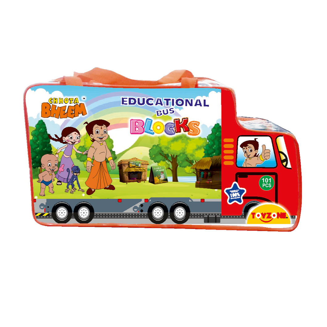 Chhota Bheem Educational Bus Blocks | Creative building blocks for kids | Blocks for preschoolers | Smart Activity Fun & Learning Blocks | Kids bus toy set | Play blocks | Block play set | For kids age 3+ years