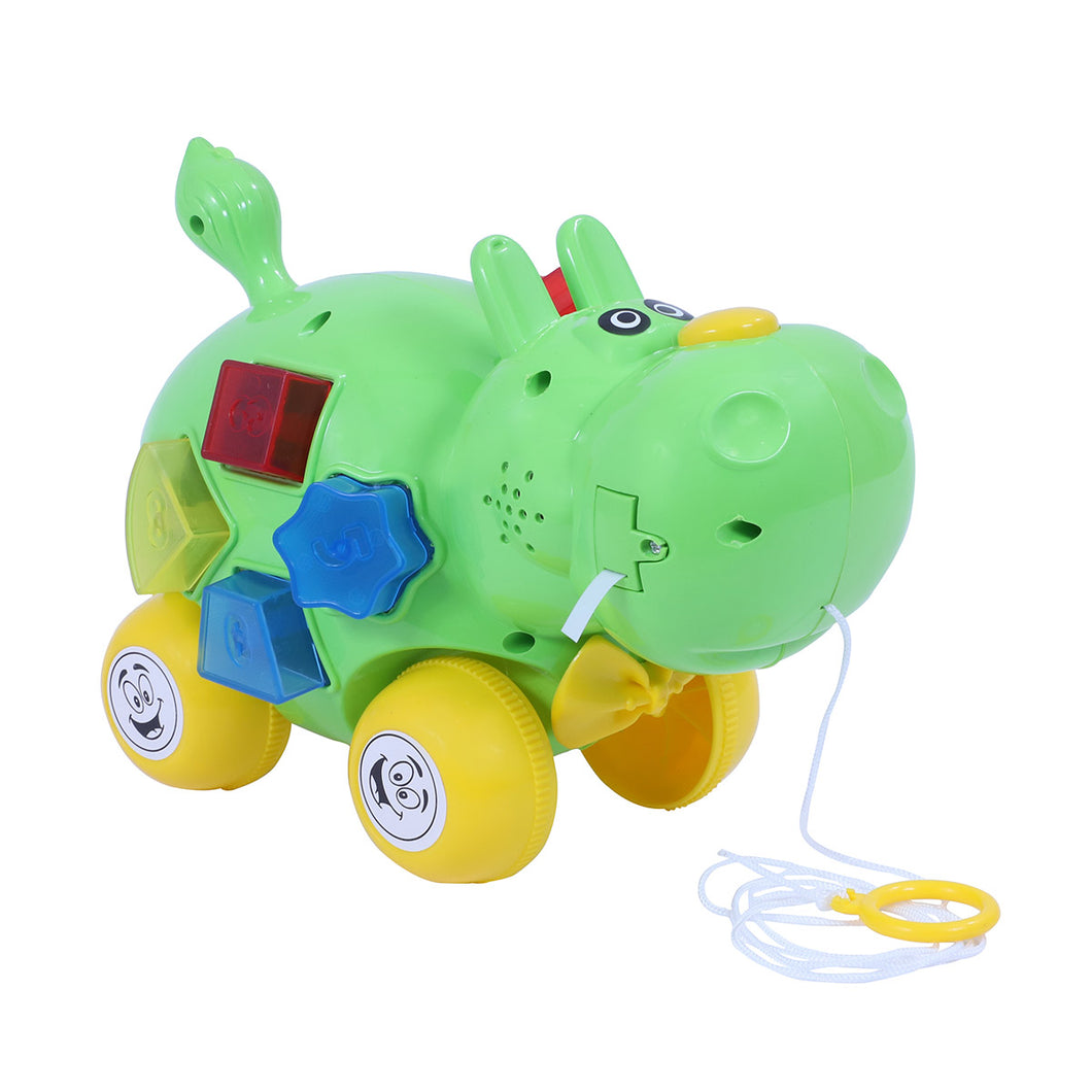 Hippo Pull Along | Interactive pull toy | Toy for walking babies Toddler | Movement toy | Early learning Pull toy | Toddler activity toy | For age 12+ Months